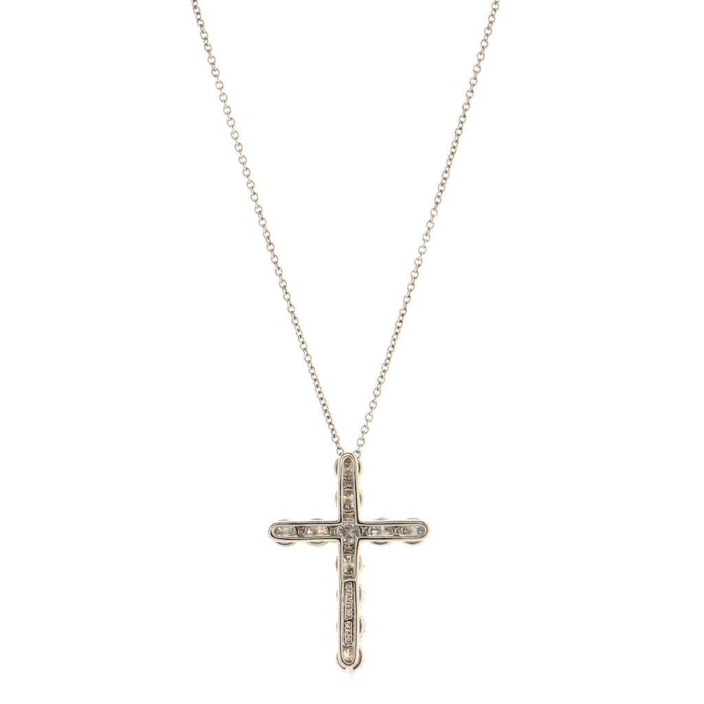Cross Pendant Necklace Platinum and Diamonds Large