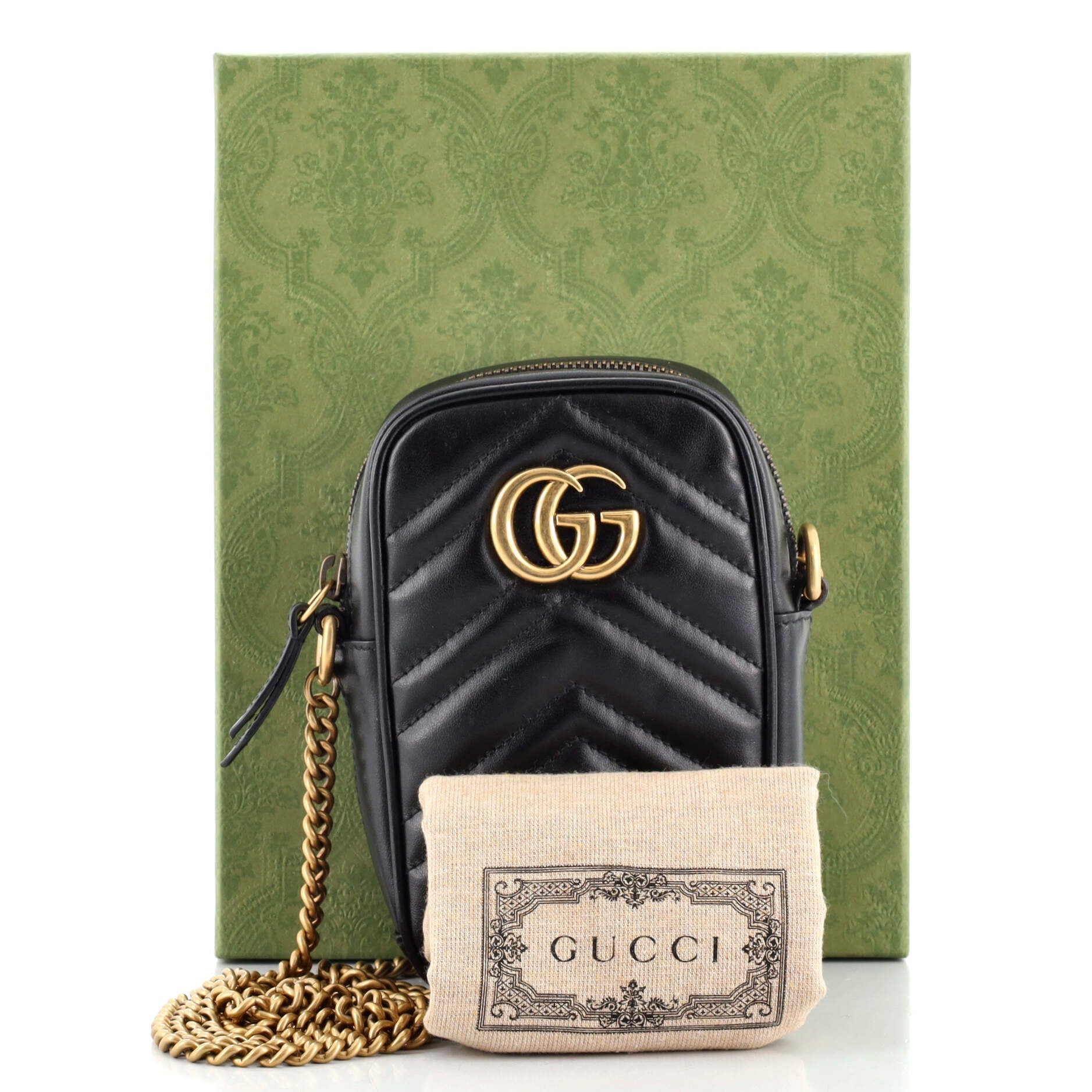 GG Marmont Vertical Phone Crossbody Bag Matelasse Leather Mini