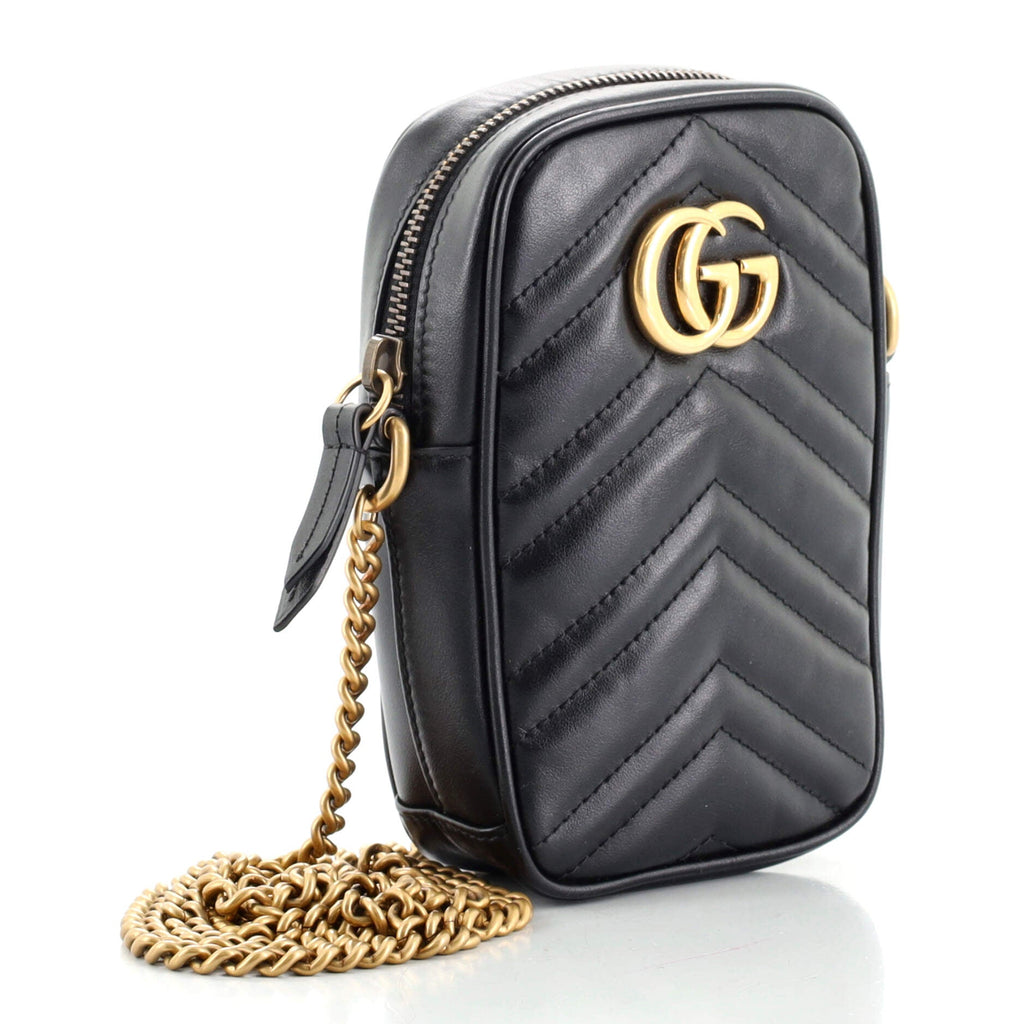 GG Marmont Vertical Phone Crossbody Bag Matelasse Leather Mini