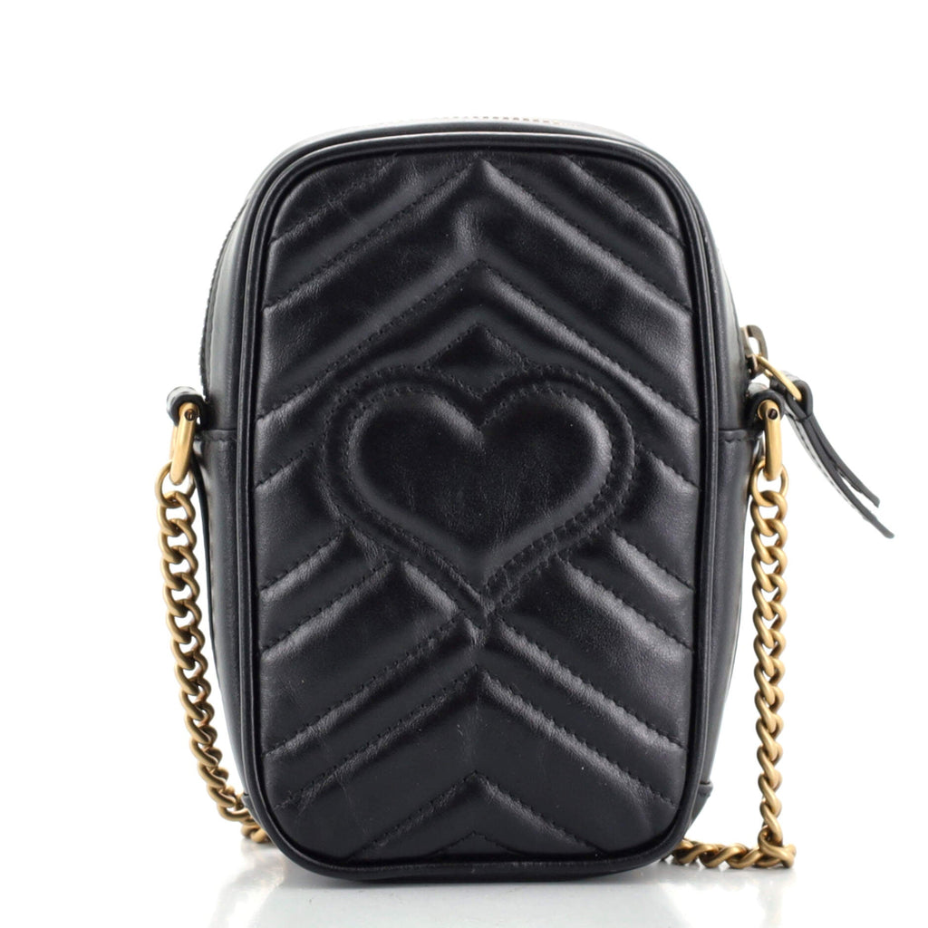 GG Marmont Vertical Phone Crossbody Bag Matelasse Leather Mini
