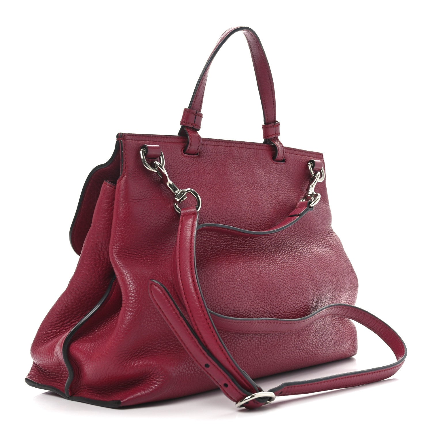 Cellarius Calfskin Medium Bamboo Daily Top Handle Bag Hibiscus Red