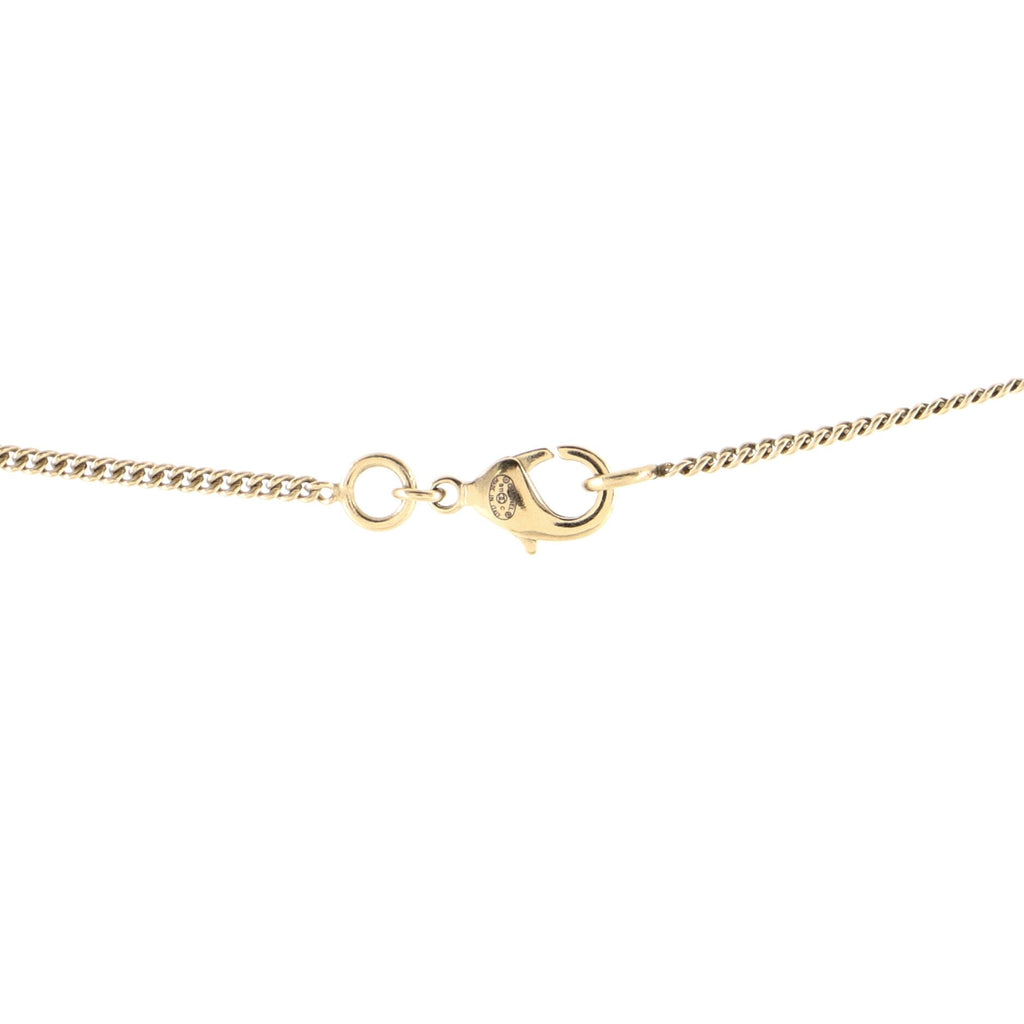 CC Drop Pendant Necklace Metal with Enamel and Faux Pearl