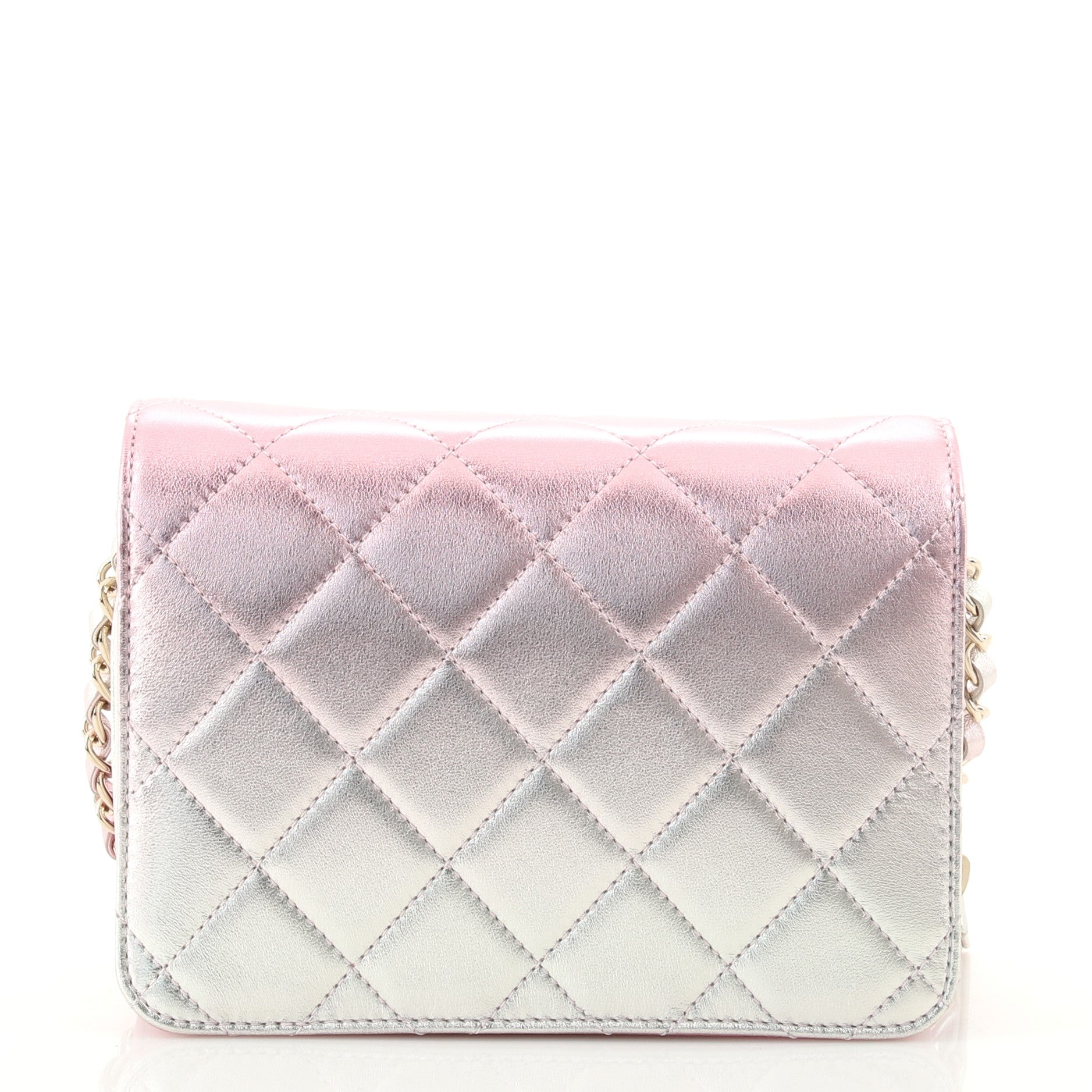 Like a Wallet Flap Bag Quilted Gradient Metallic Lambskin Mini