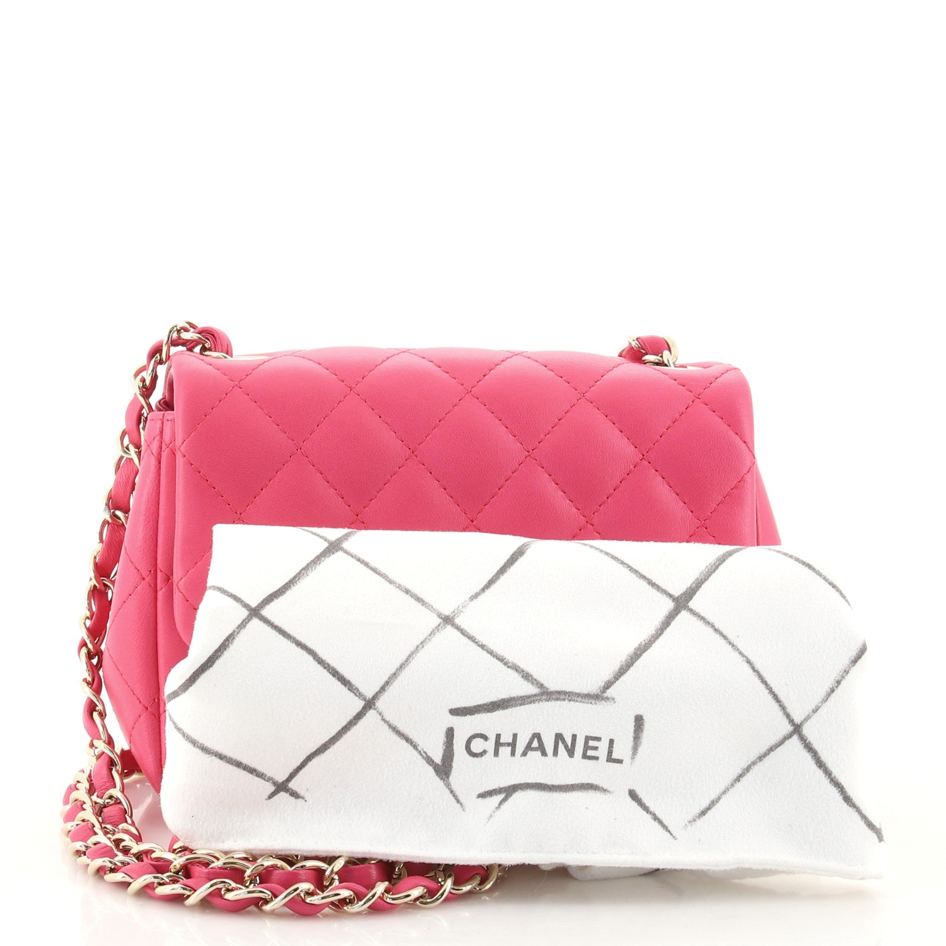 Square Classic Single Flap Bag Quilted Lambskin Mini