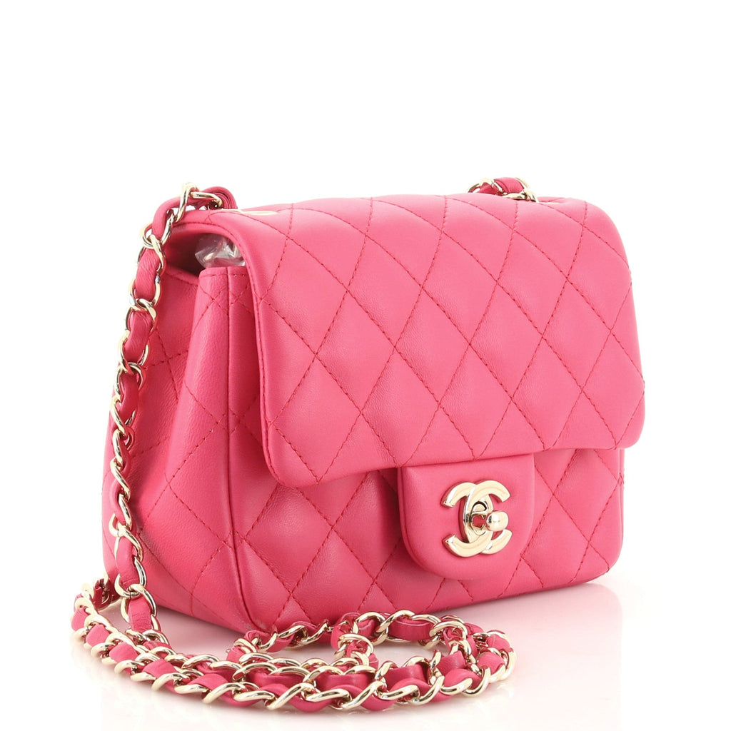 Square Classic Single Flap Bag Quilted Lambskin Mini