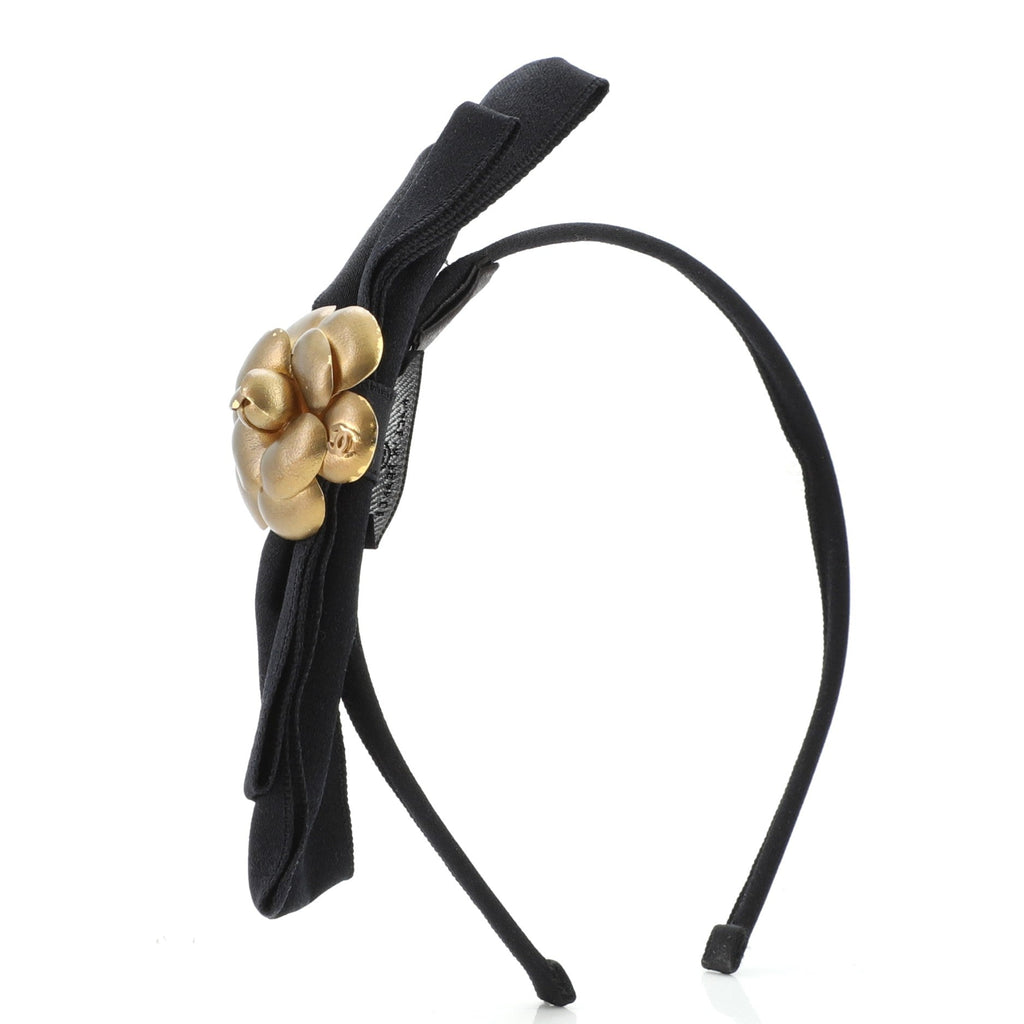 Camellia Bow Headband Silk and Leather XXL