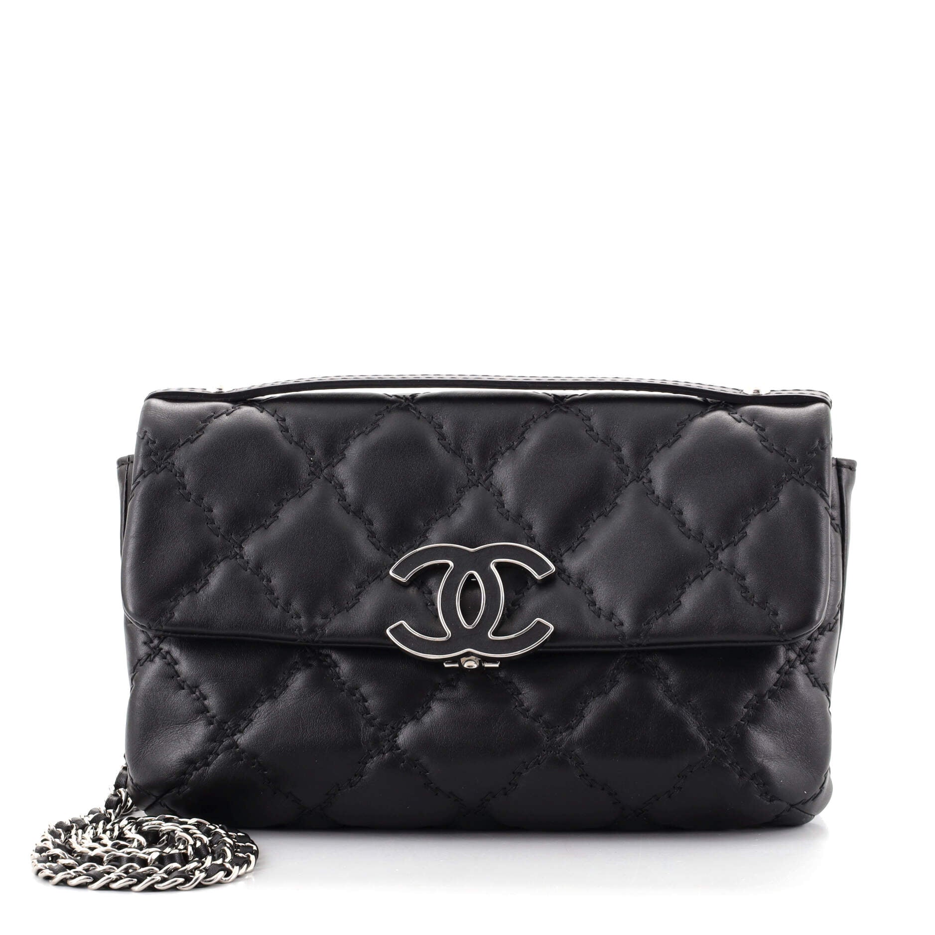 Double Stitch Hamptons Flap Bag Quilted Calfskin Mini