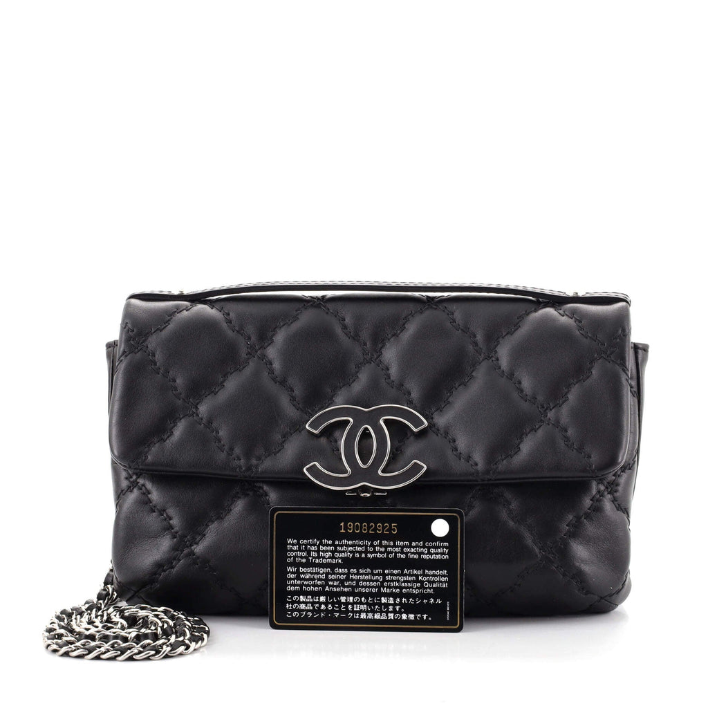 Double Stitch Hamptons Flap Bag Quilted Calfskin Mini