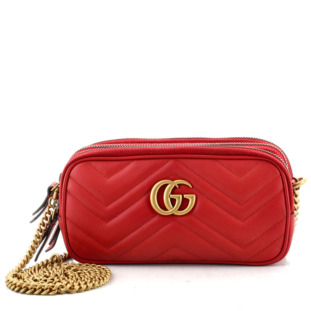 GG Marmont Triple Zip Chain Bag Matelasse Leather Mini