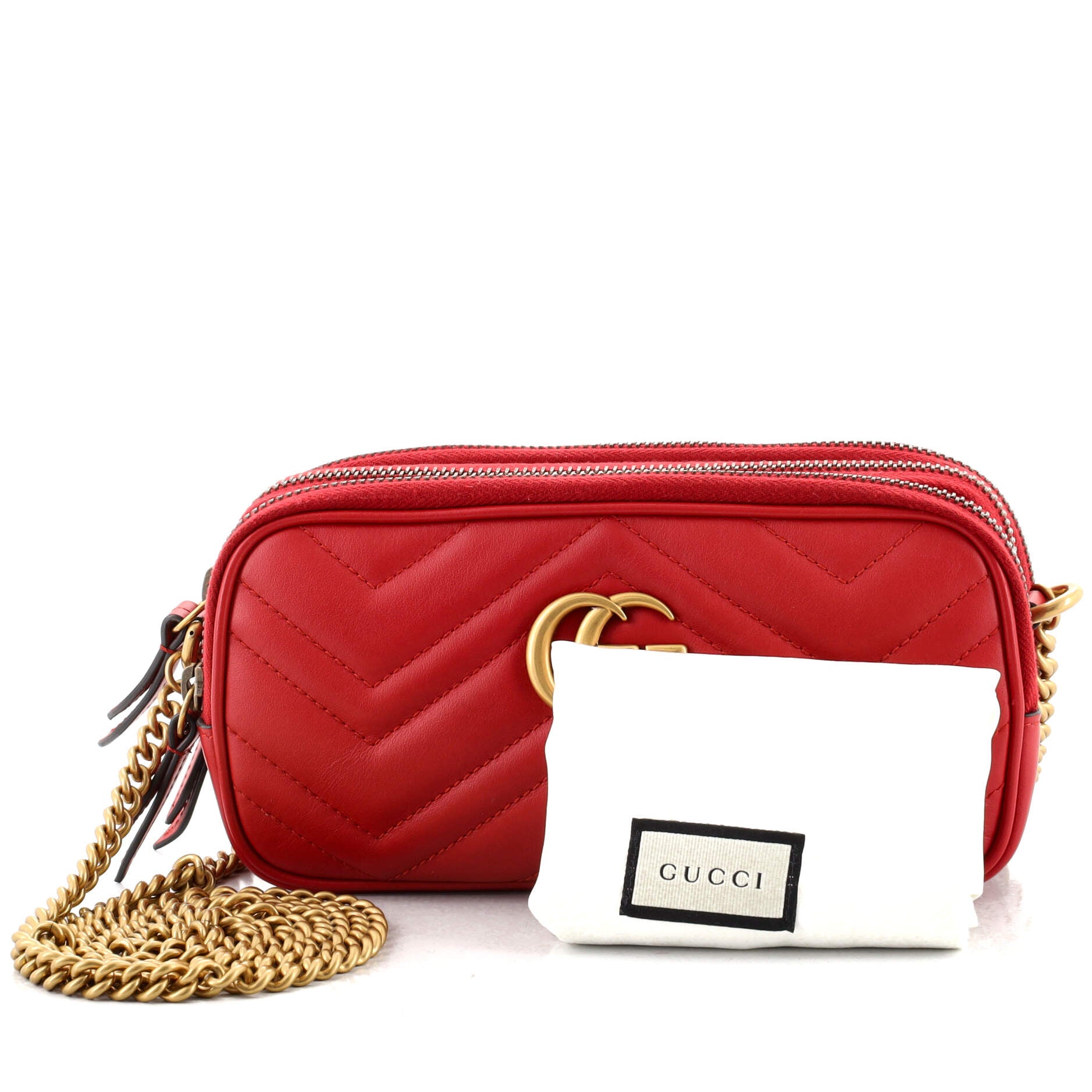 GG Marmont Triple Zip Chain Bag Matelasse Leather Mini