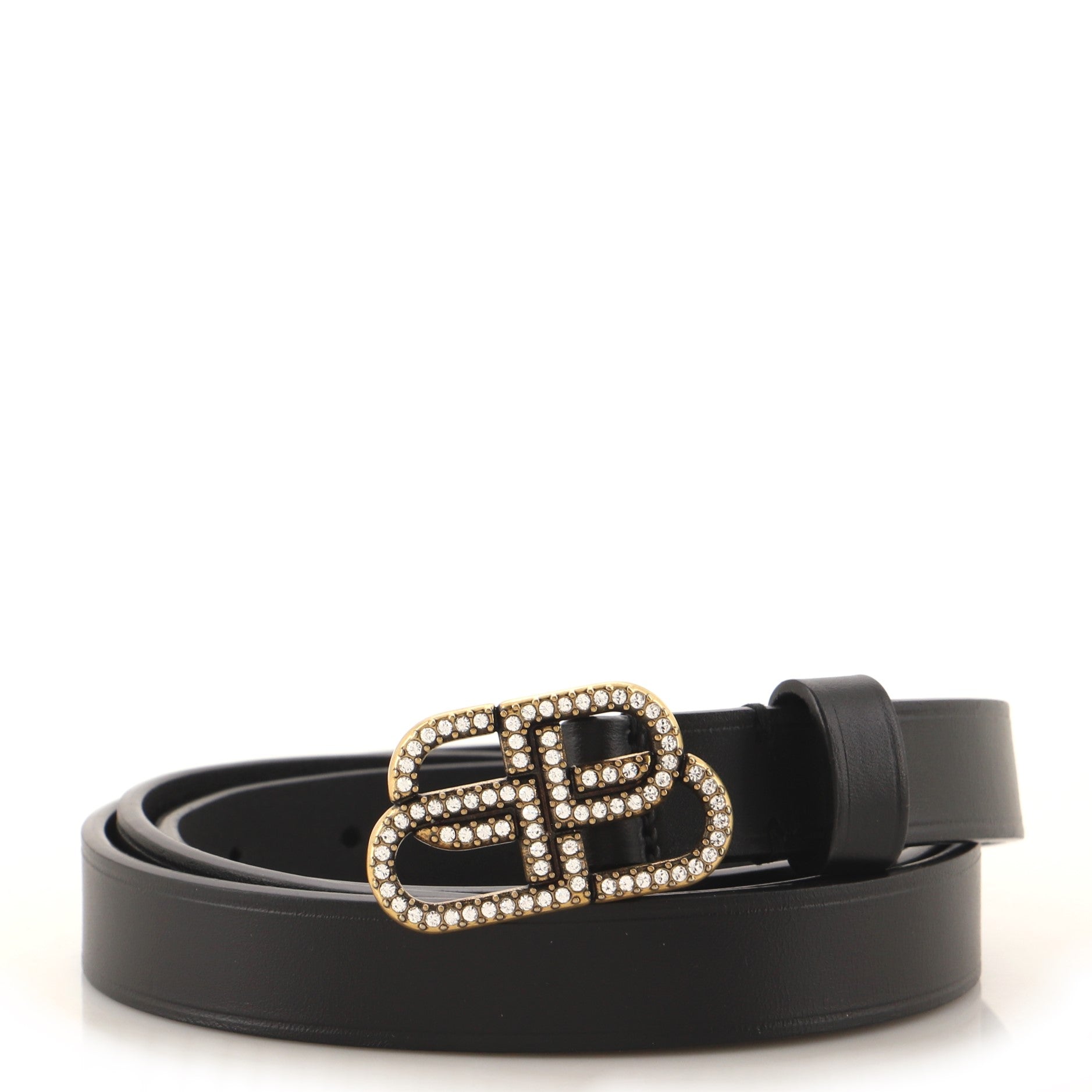 BB Belt Leather with Crystal Buckle Thin 110