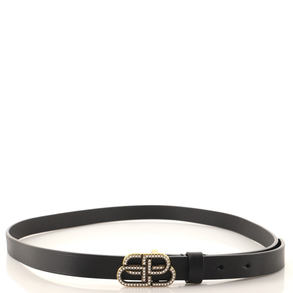 BB Belt Leather with Crystal Buckle Thin 110