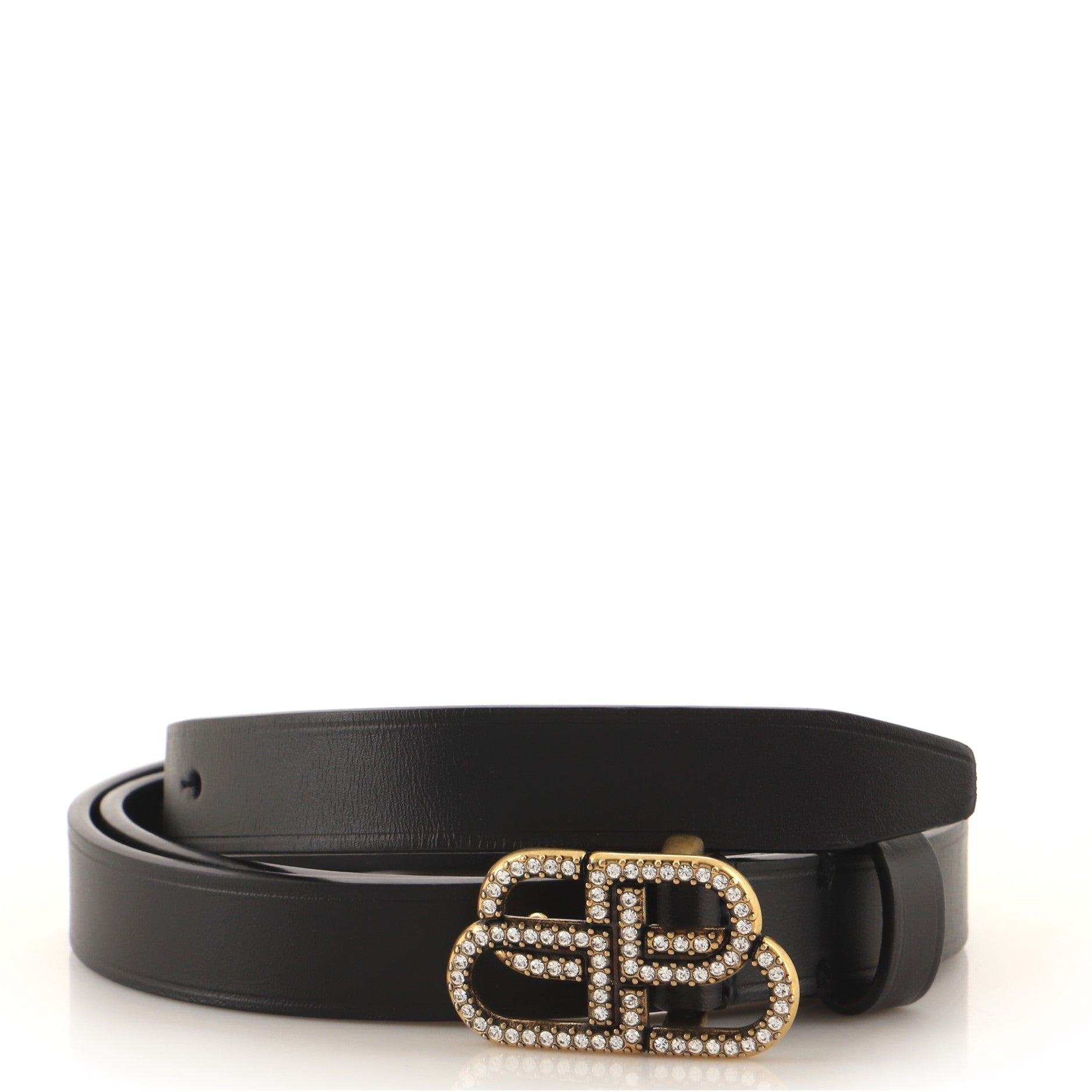 BB Belt Leather with Crystal Buckle Thin 110