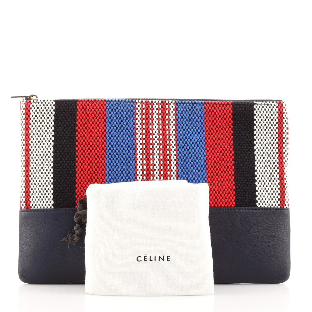 Solo Clutch Striped Canvas and Leather Small