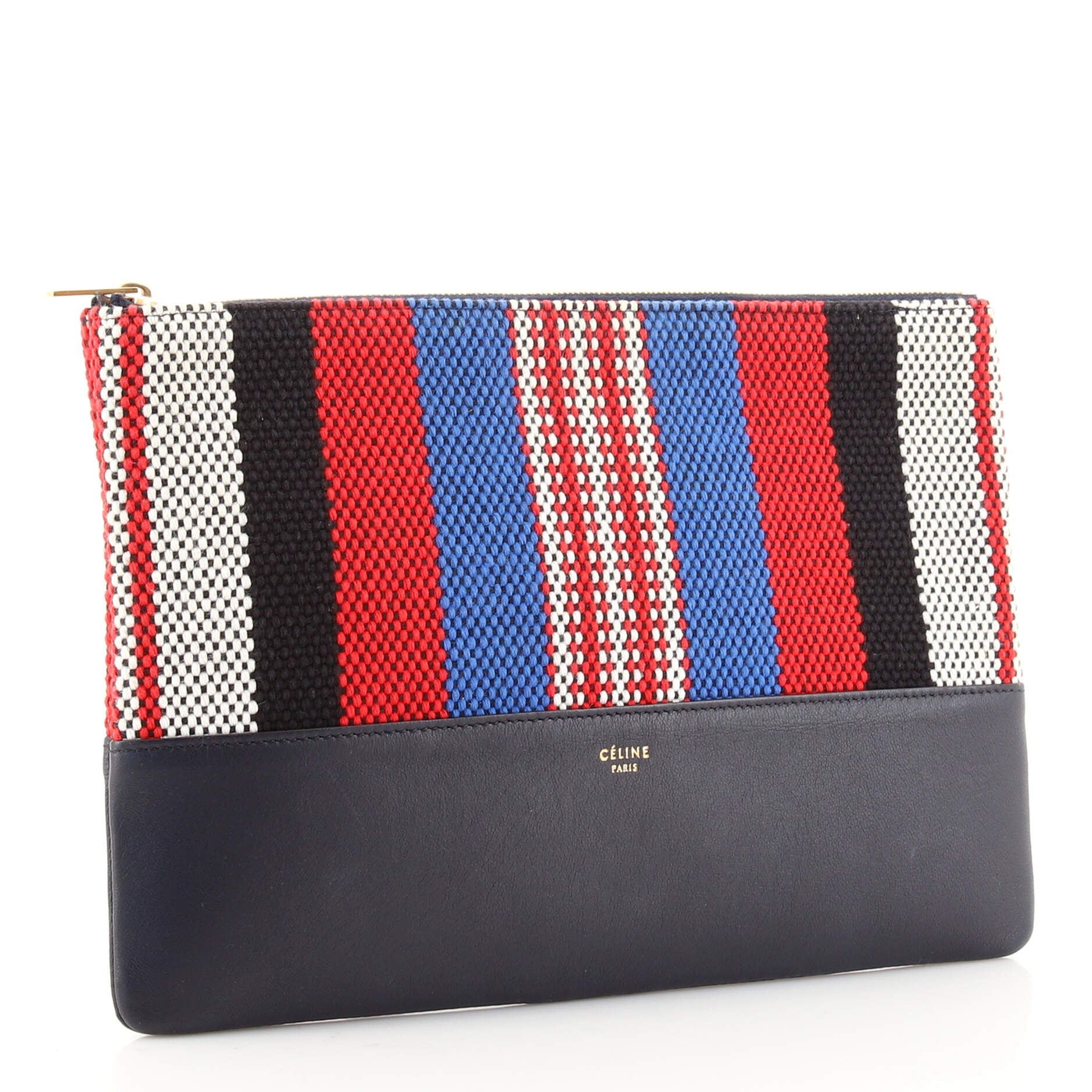 Solo Clutch Striped Canvas and Leather Small