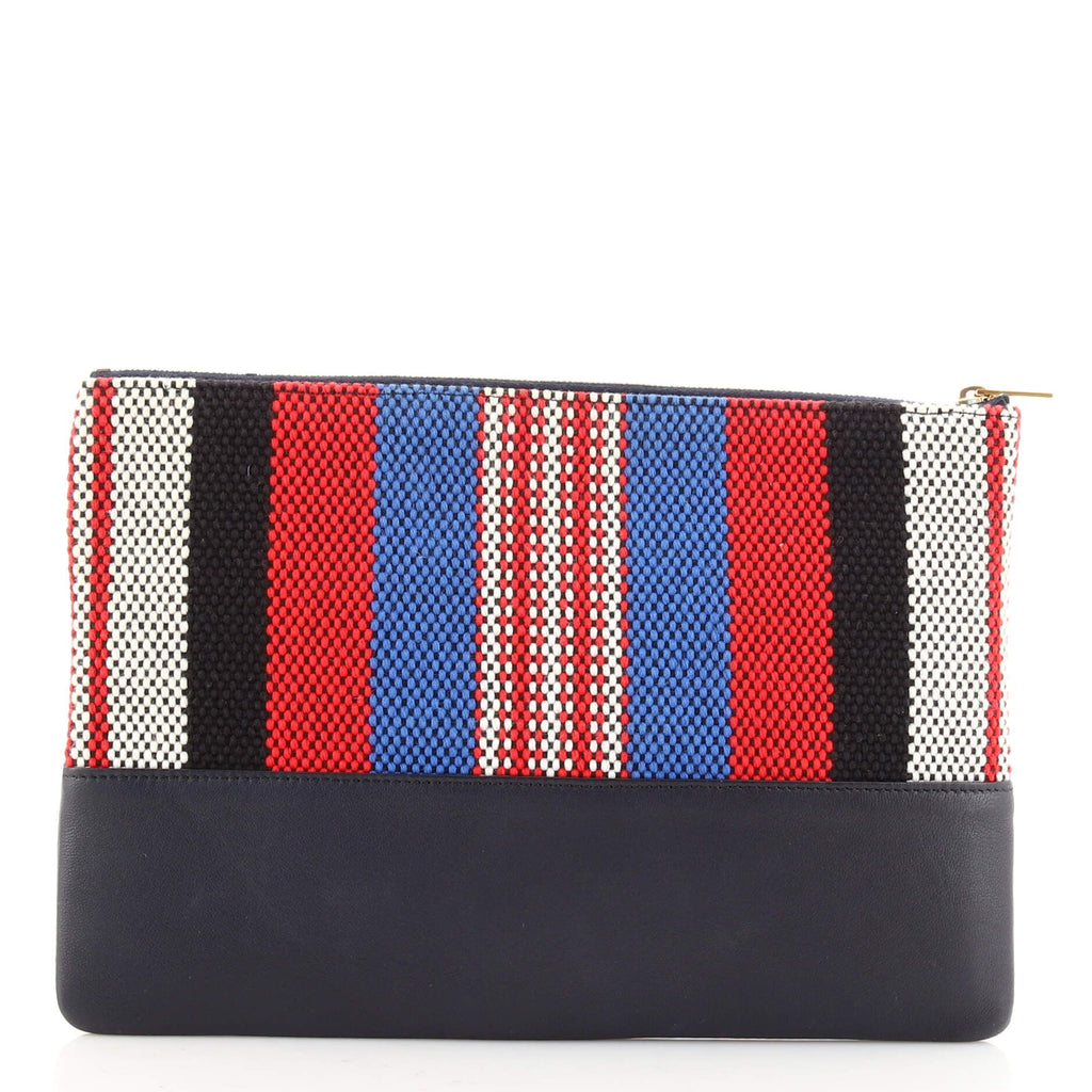 Solo Clutch Striped Canvas and Leather Small