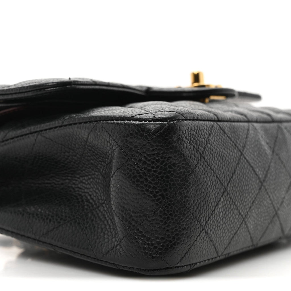 Caviar Quilted Small Double Flap Black