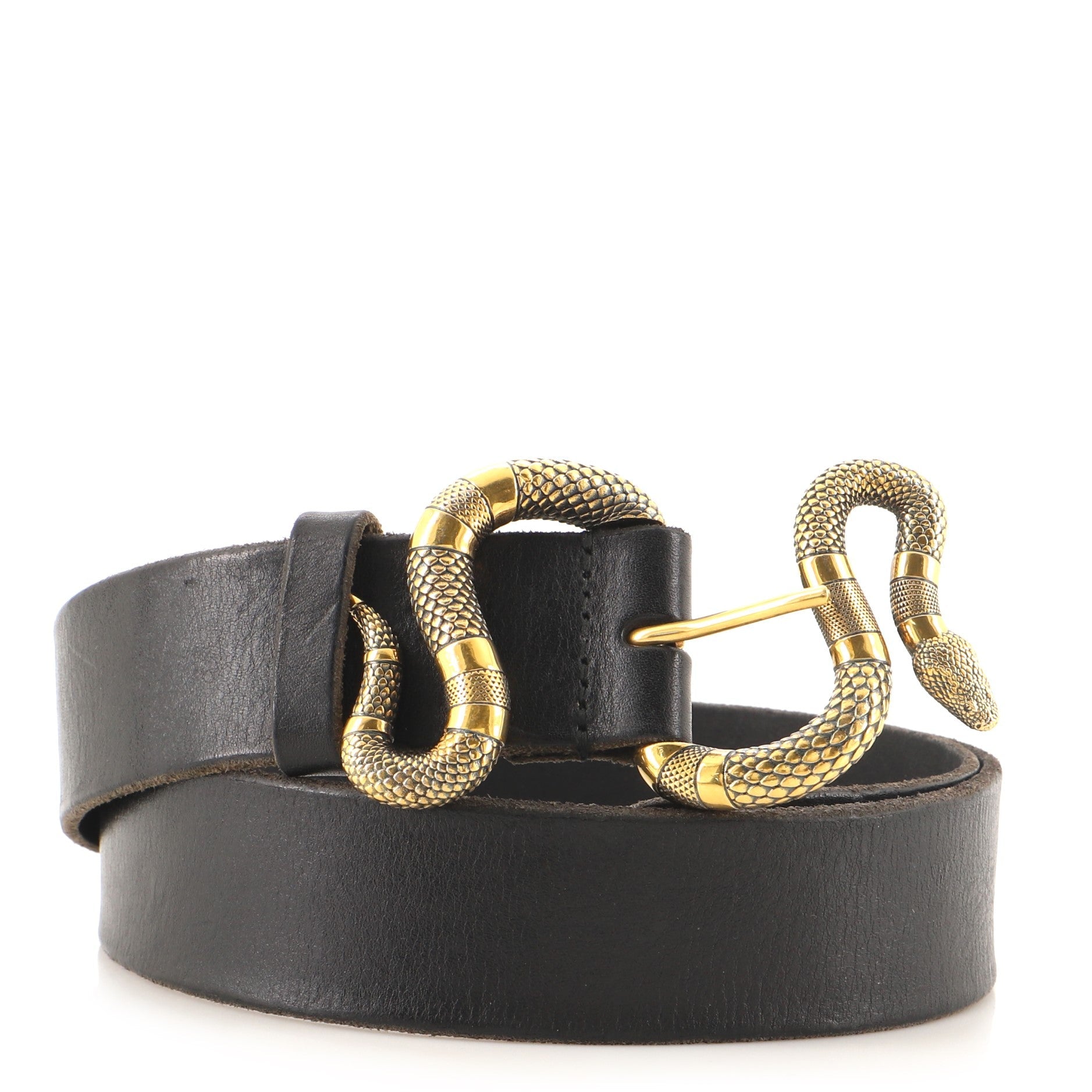 Snake Buckle Belt Leather Wide 85