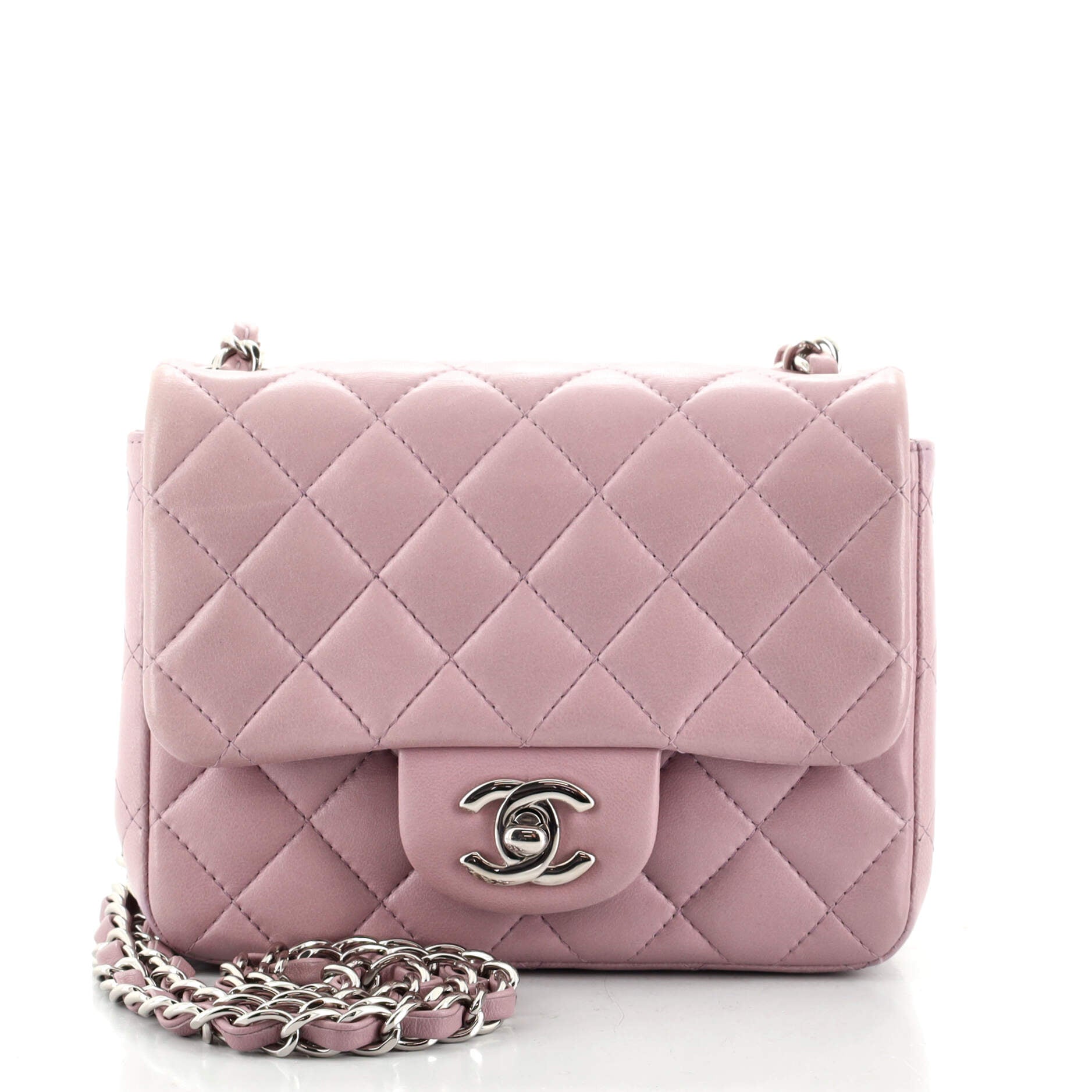 Square Classic Single Flap Bag Quilted Lambskin Mini