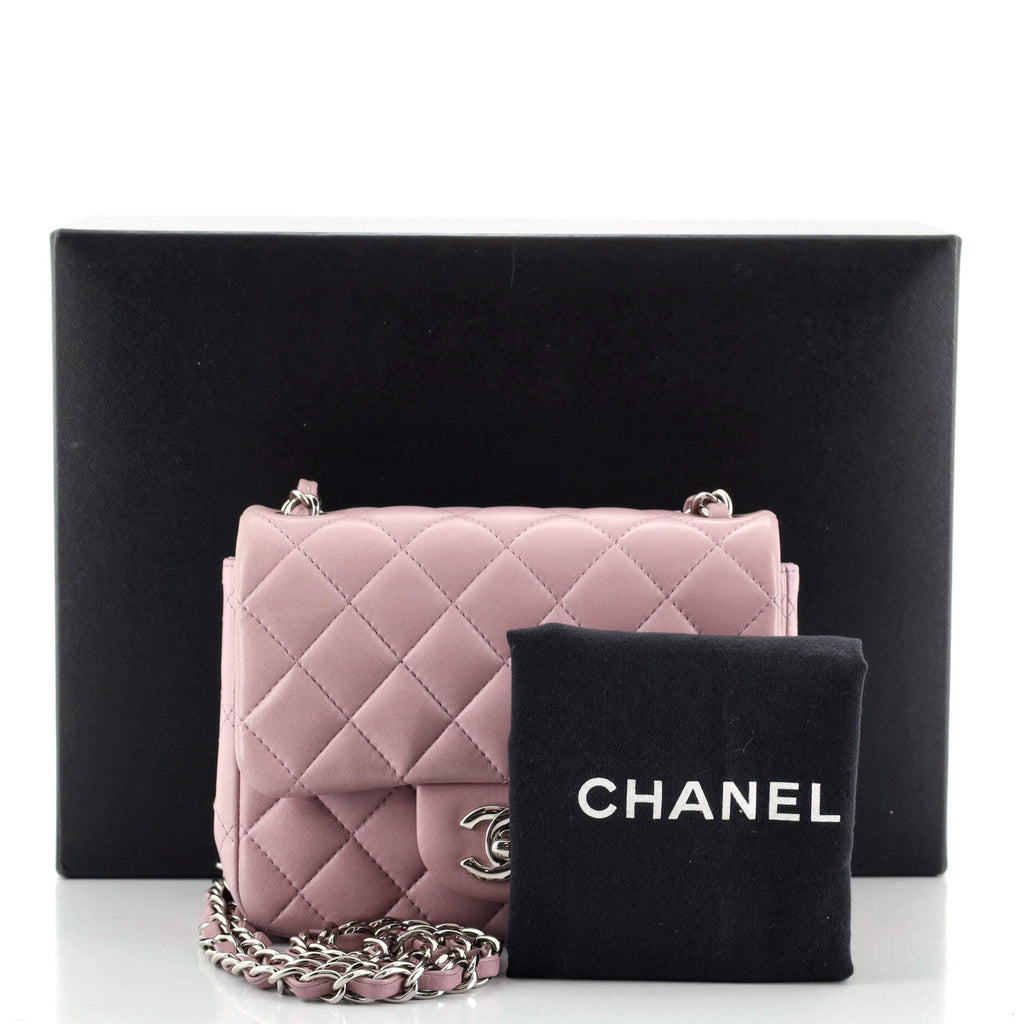 Square Classic Single Flap Bag Quilted Lambskin Mini
