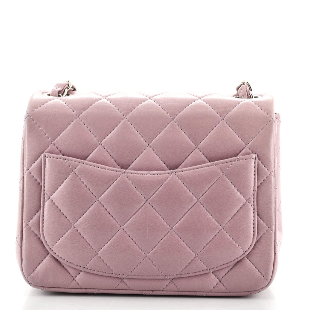Square Classic Single Flap Bag Quilted Lambskin Mini