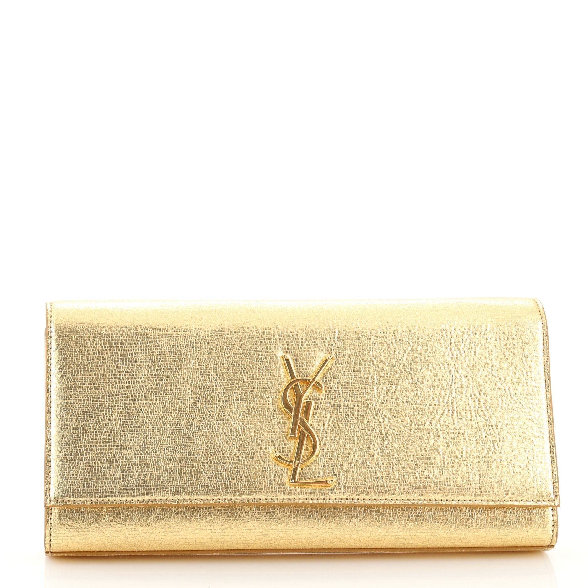 Classic Monogram Clutch Metallic Calfskin Long