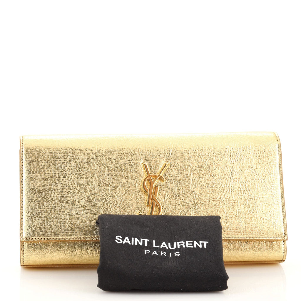 Classic Monogram Clutch Metallic Calfskin Long