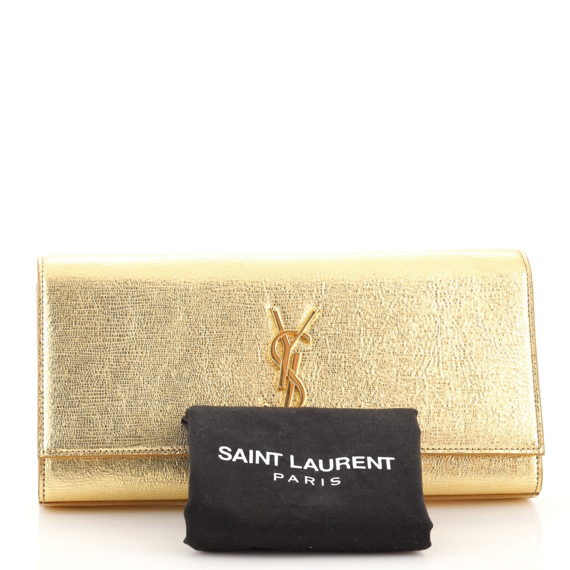 Classic Monogram Clutch Metallic Calfskin Long