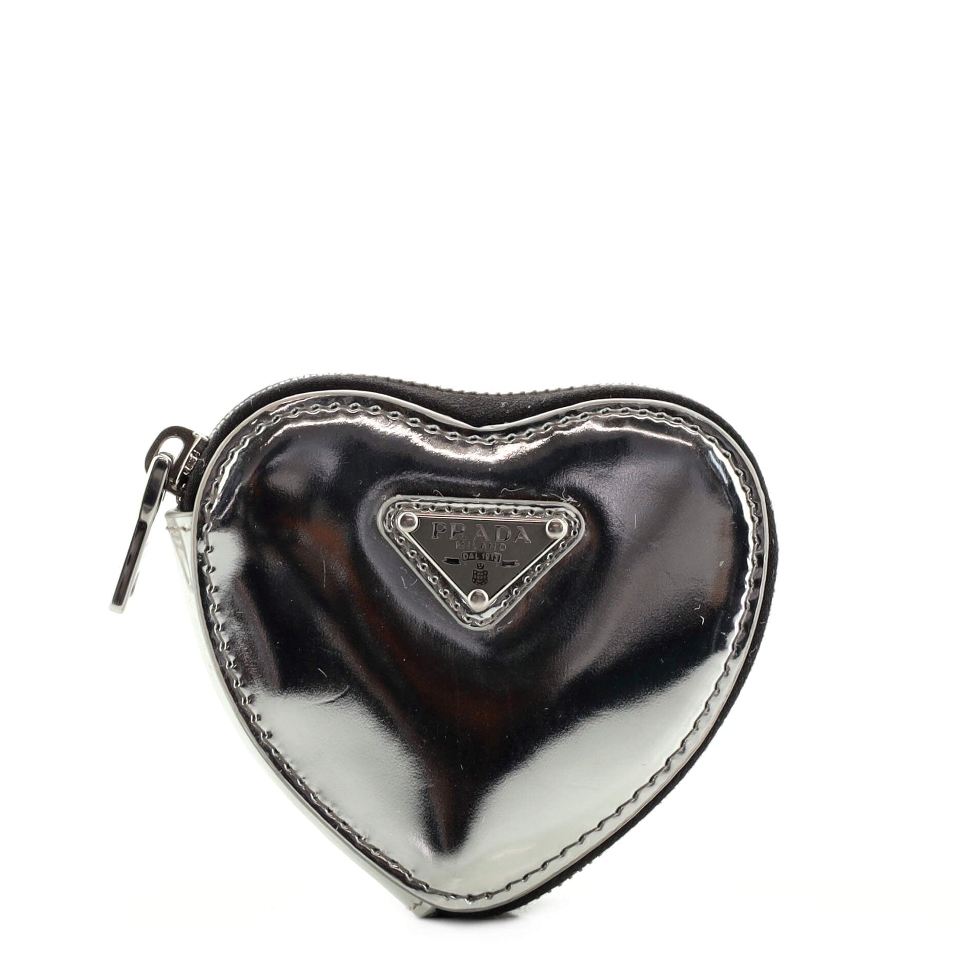 Heart Zip Pouch Spazzolato Leather Mini