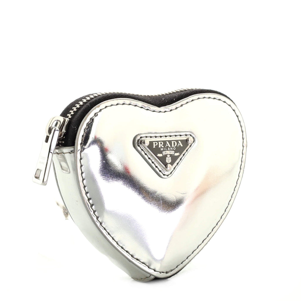 Heart Zip Pouch Spazzolato Leather Mini