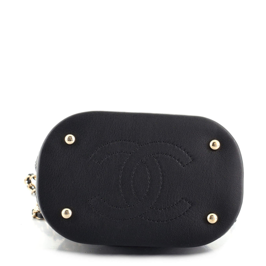 CC Drawstring Bucket Bag Quilted Calfskin Mini