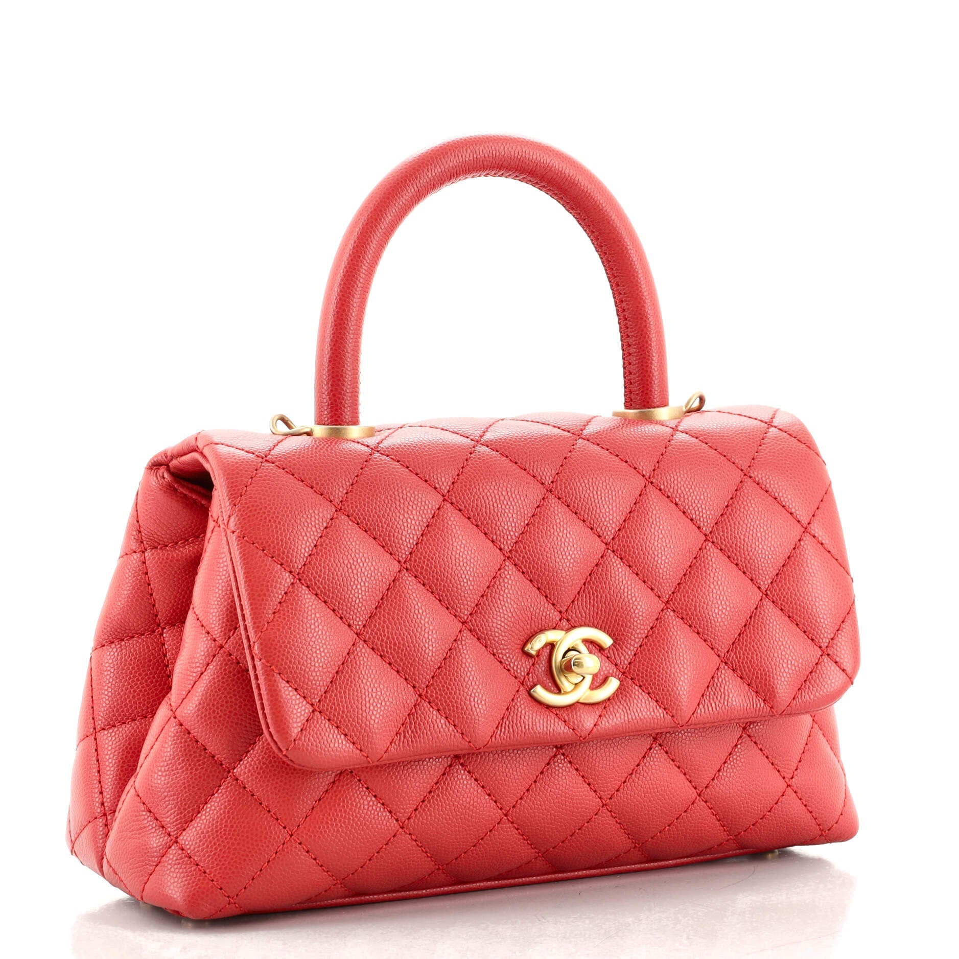 Coco Top Handle Bag Quilted Caviar Mini