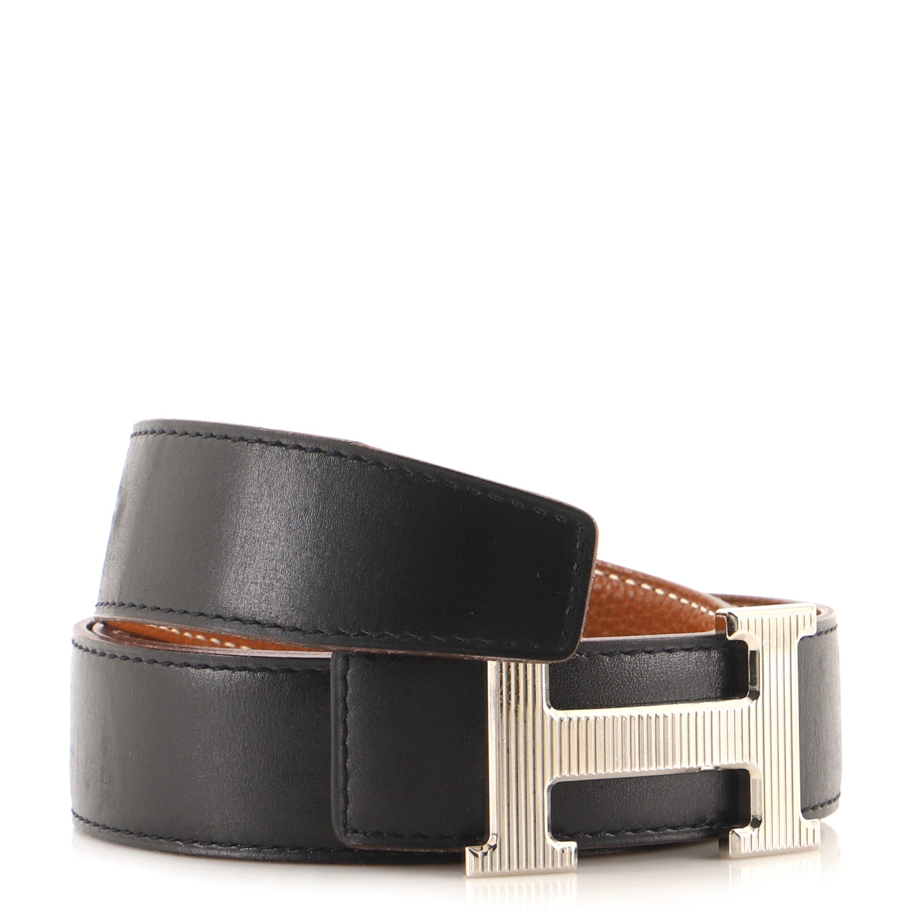 H Strie Buckle Reversible Belt Leather Medium 95