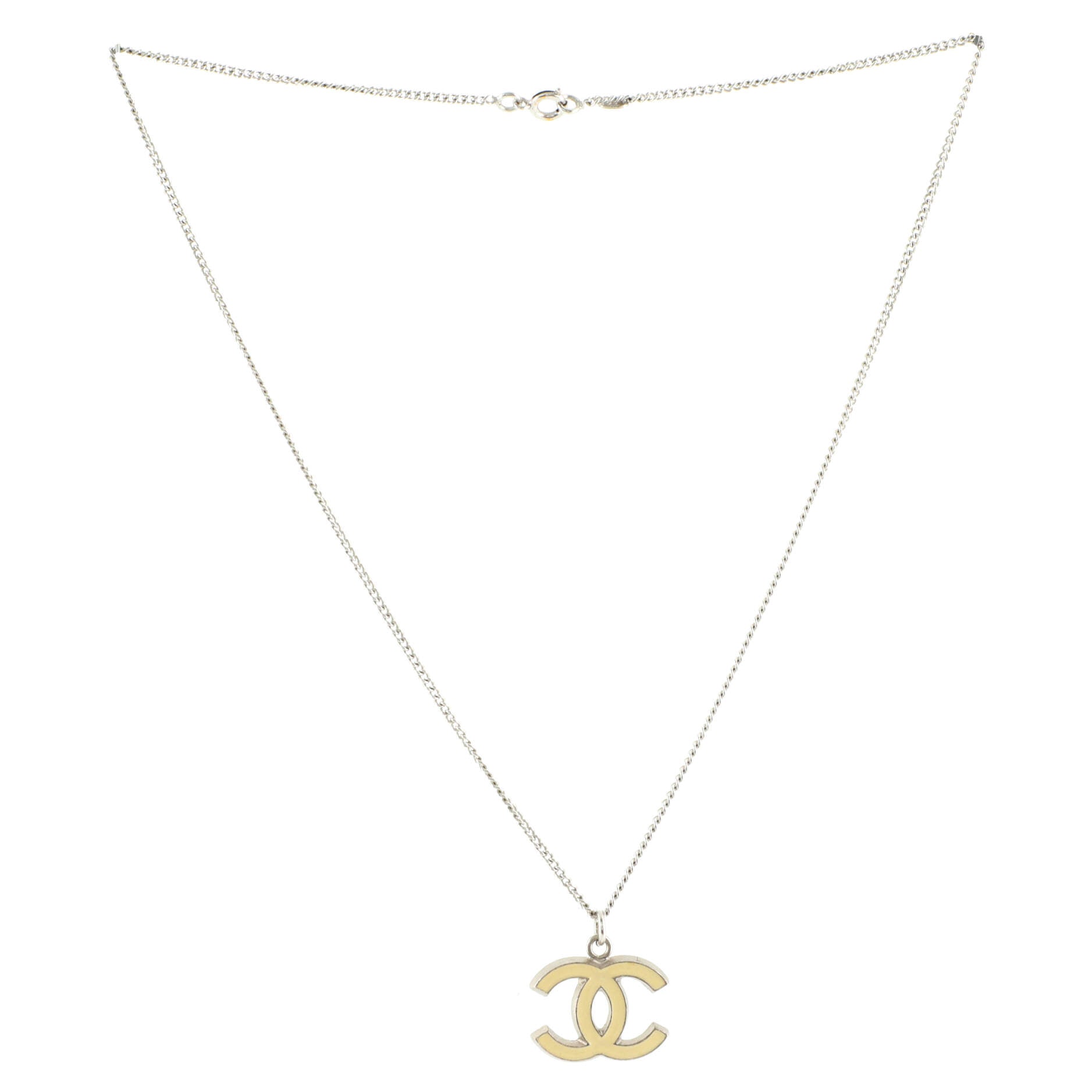 CC Pendant Necklace Metal with Enamel