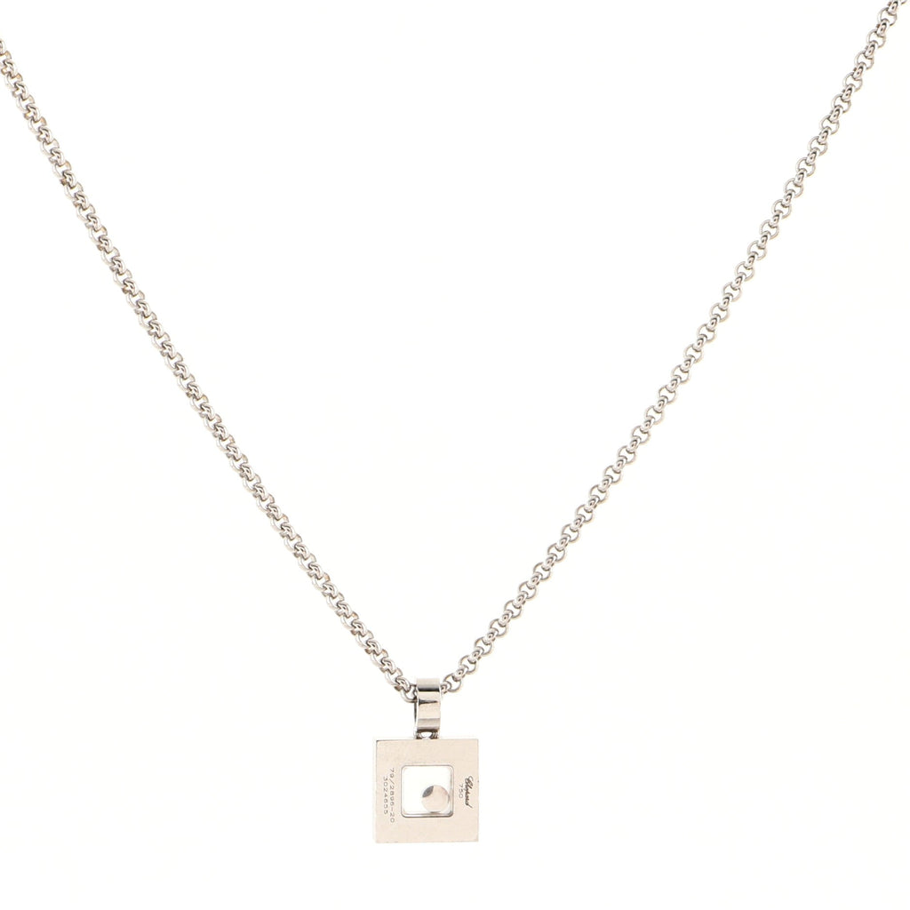 Happy Diamonds 1 Diamond Square Pendant Necklace 18K White Gold Diamonds