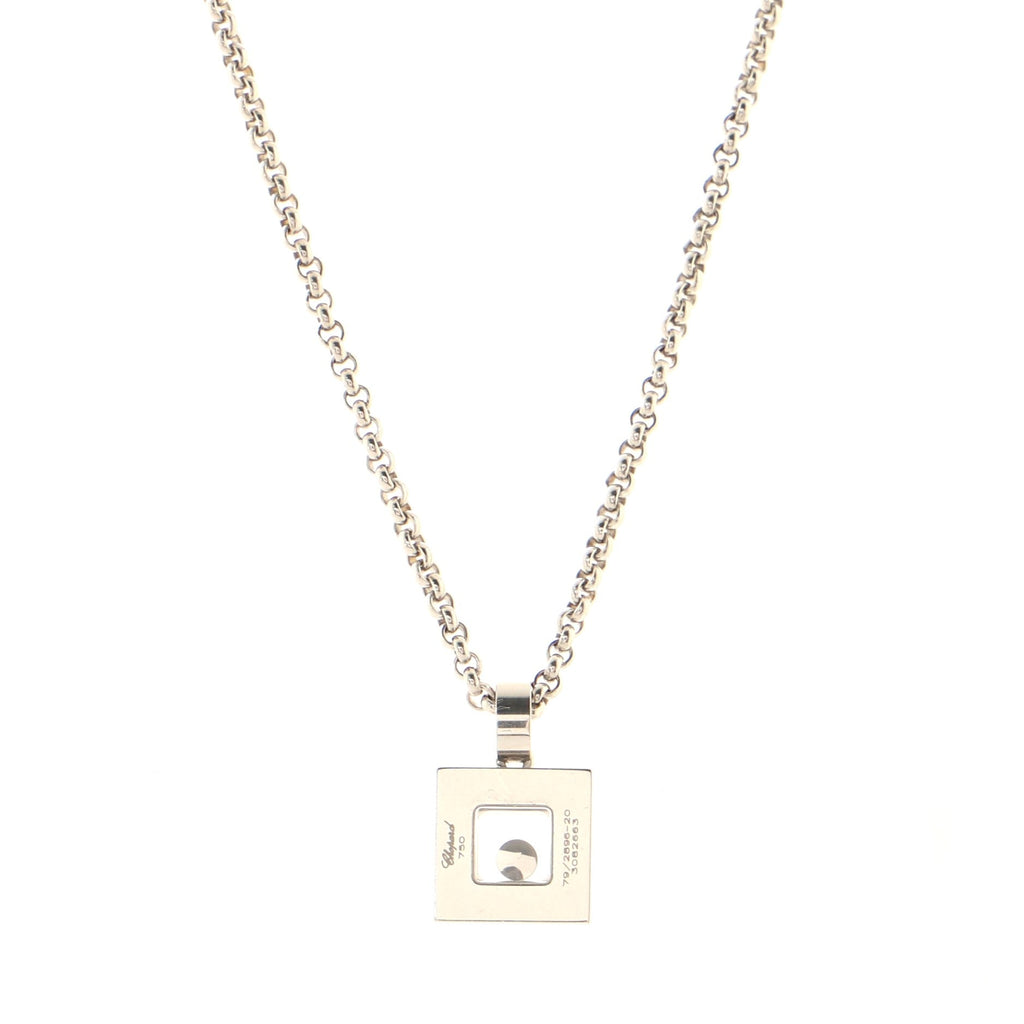 Happy Diamonds 1 Diamond Square Pendant Necklace 18K White Gold Diamonds