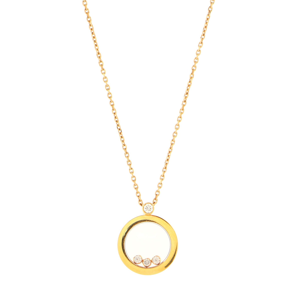 Happy Diamonds 3 Diamond Round Pendant Necklace 18K Rose Gold with Floating Diamonds