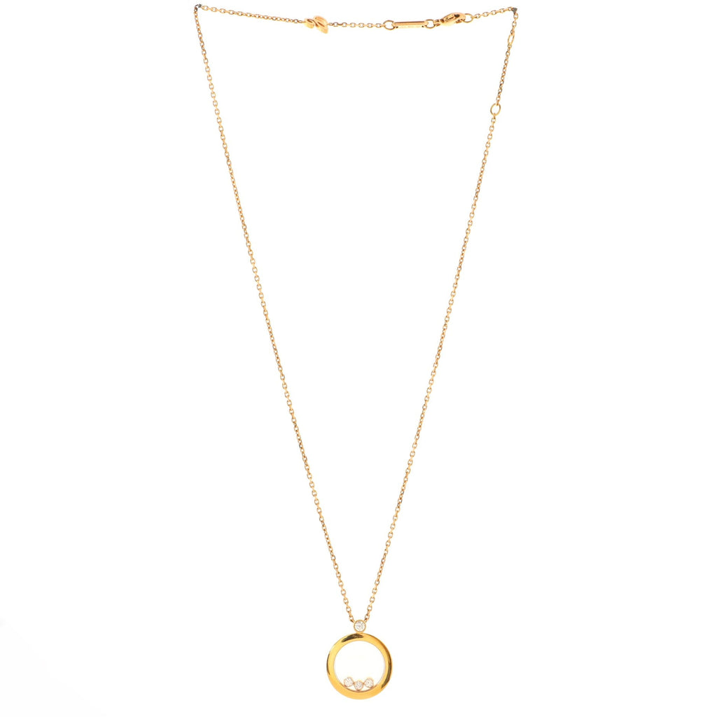 Happy Diamonds 3 Diamond Round Pendant Necklace 18K Rose Gold with Floating Diamonds