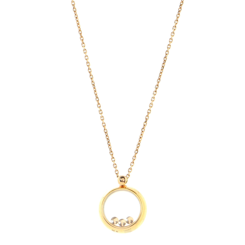 Happy Diamonds 3 Diamond Round Pendant Necklace 18K Rose Gold with Floating Diamonds