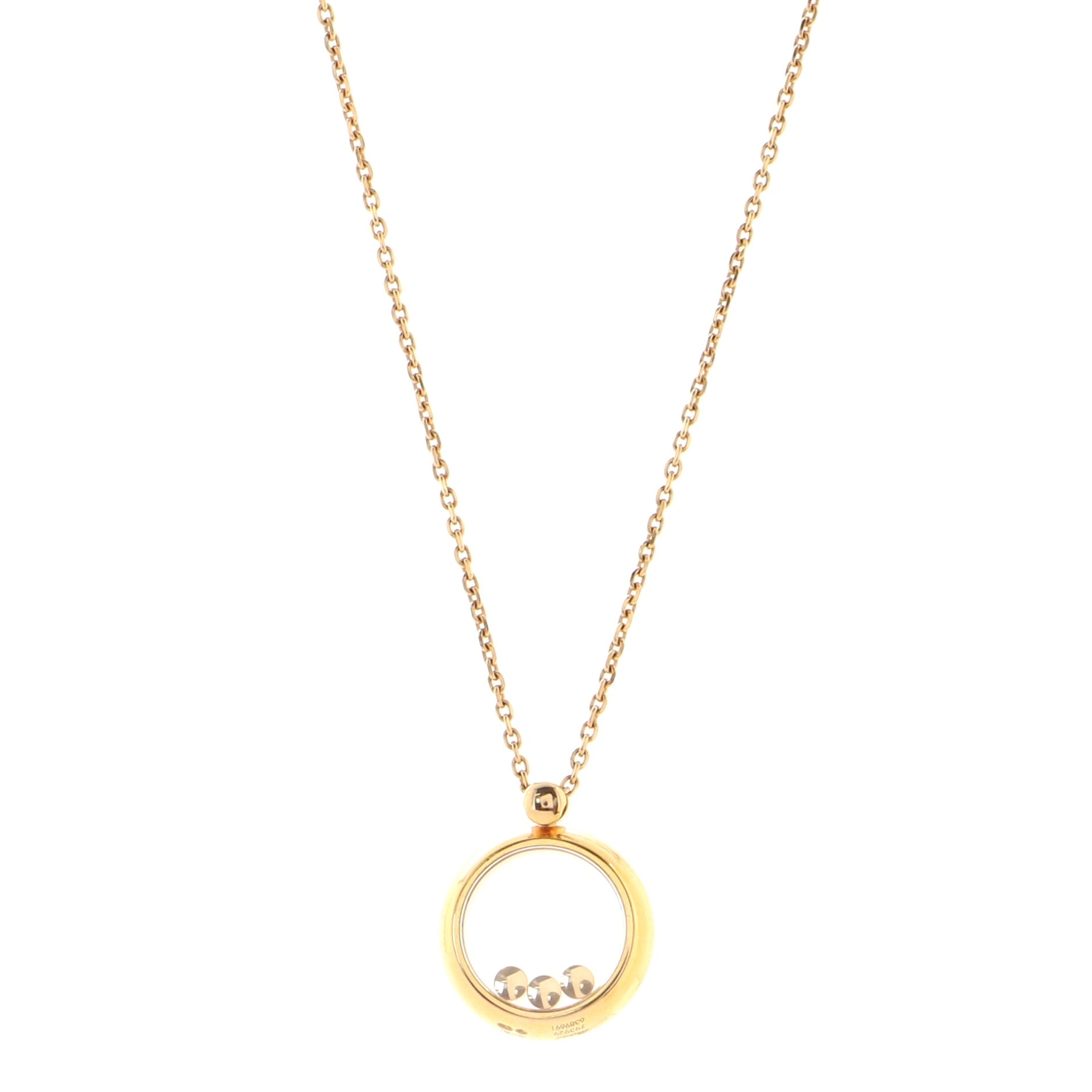 Happy Diamonds 3 Diamond Round Pendant Necklace 18K Rose Gold with Floating Diamonds