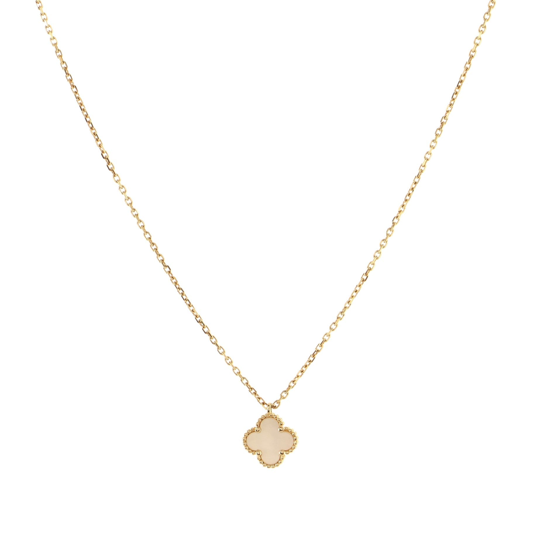 Sweet Alhambra Pendant Necklace 18K Yellow Gold and Mother of Pearl