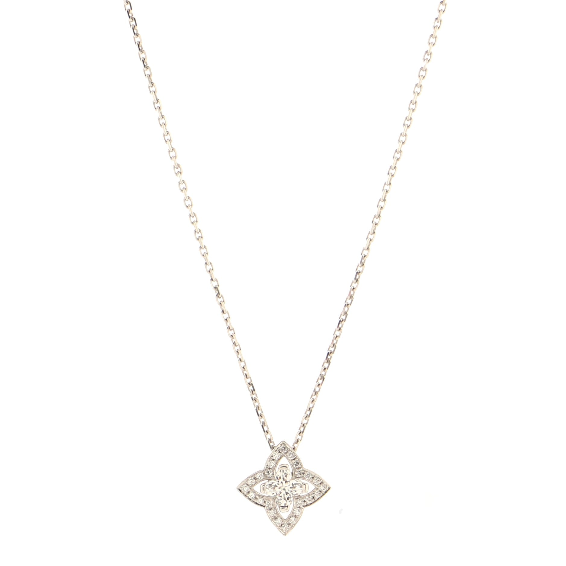 Les Ardentes pointed flower Necklace 18K White Gold and Diamonds
