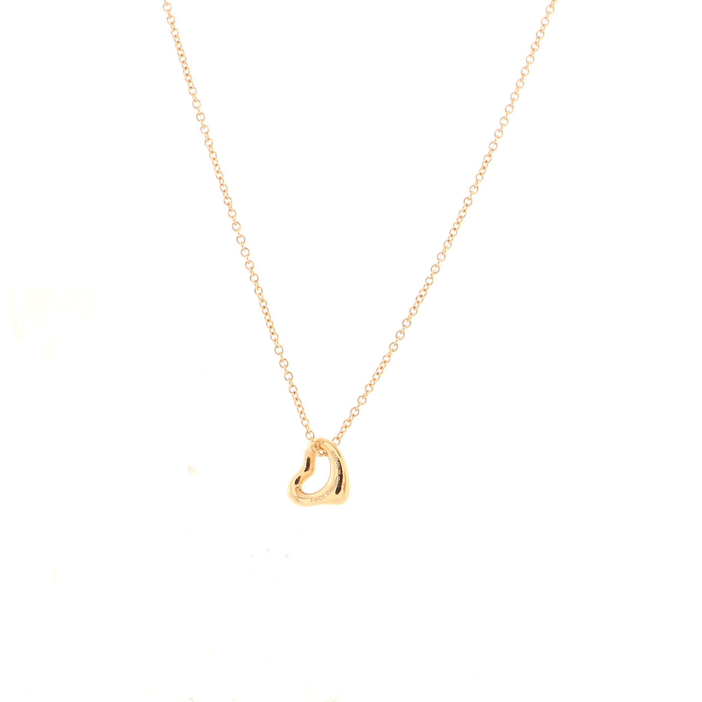 Elsa Peretti Open Heart Pendant Necklace 18K Rose Gold 7mm