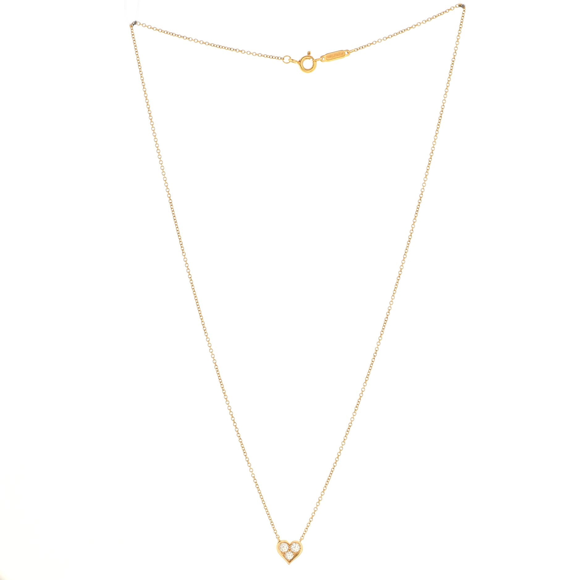 Sentimental Heart 3 Diamond Pendant Necklace 18K Yellow Gold with Diamonds