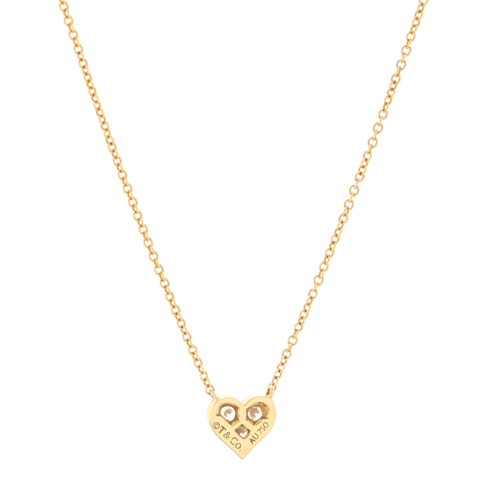 Sentimental Heart 3 Diamond Pendant Necklace 18K Yellow Gold with Diamonds