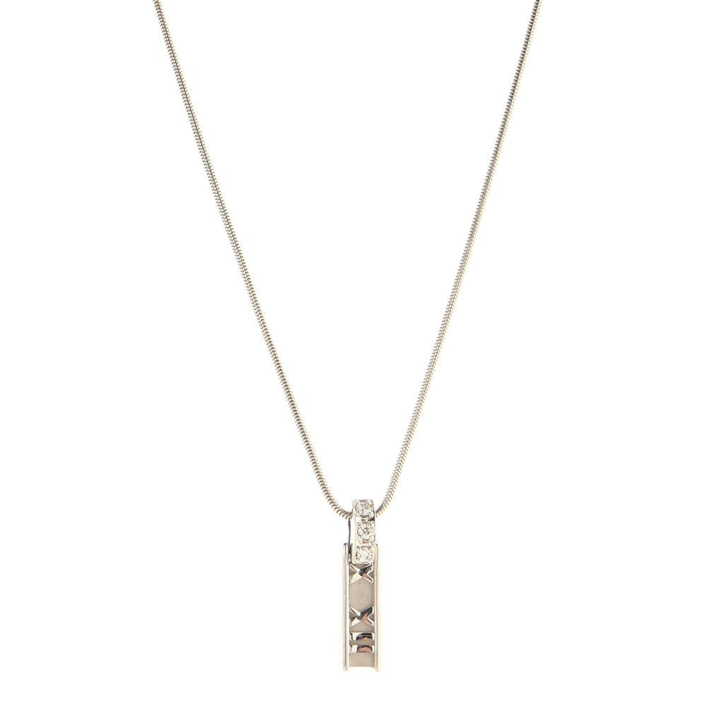 Atlas Bar Pendant Necklace 18K White Gold with Diamonds