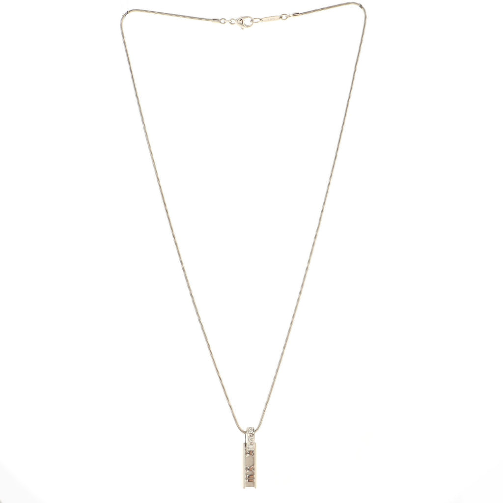 Atlas Bar Pendant Necklace 18K White Gold with Diamonds