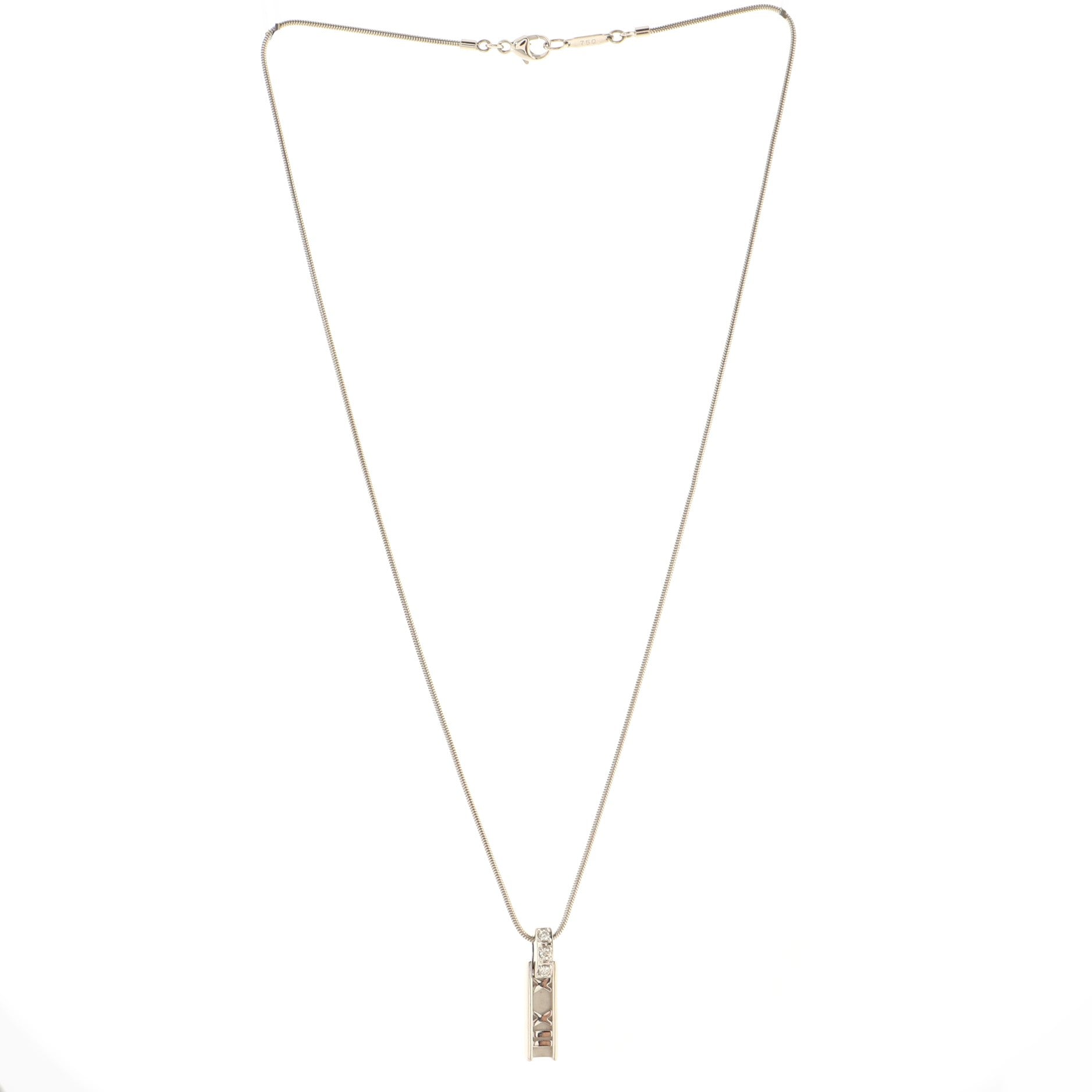 Atlas Bar Pendant Necklace 18K White Gold with Diamonds