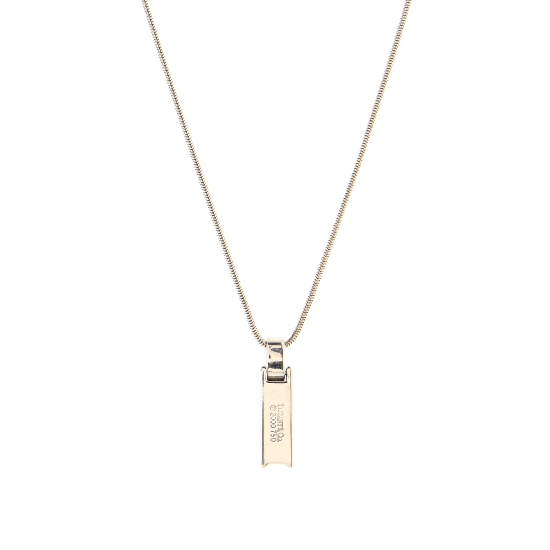 Atlas Bar Pendant Necklace 18K White Gold with Diamonds