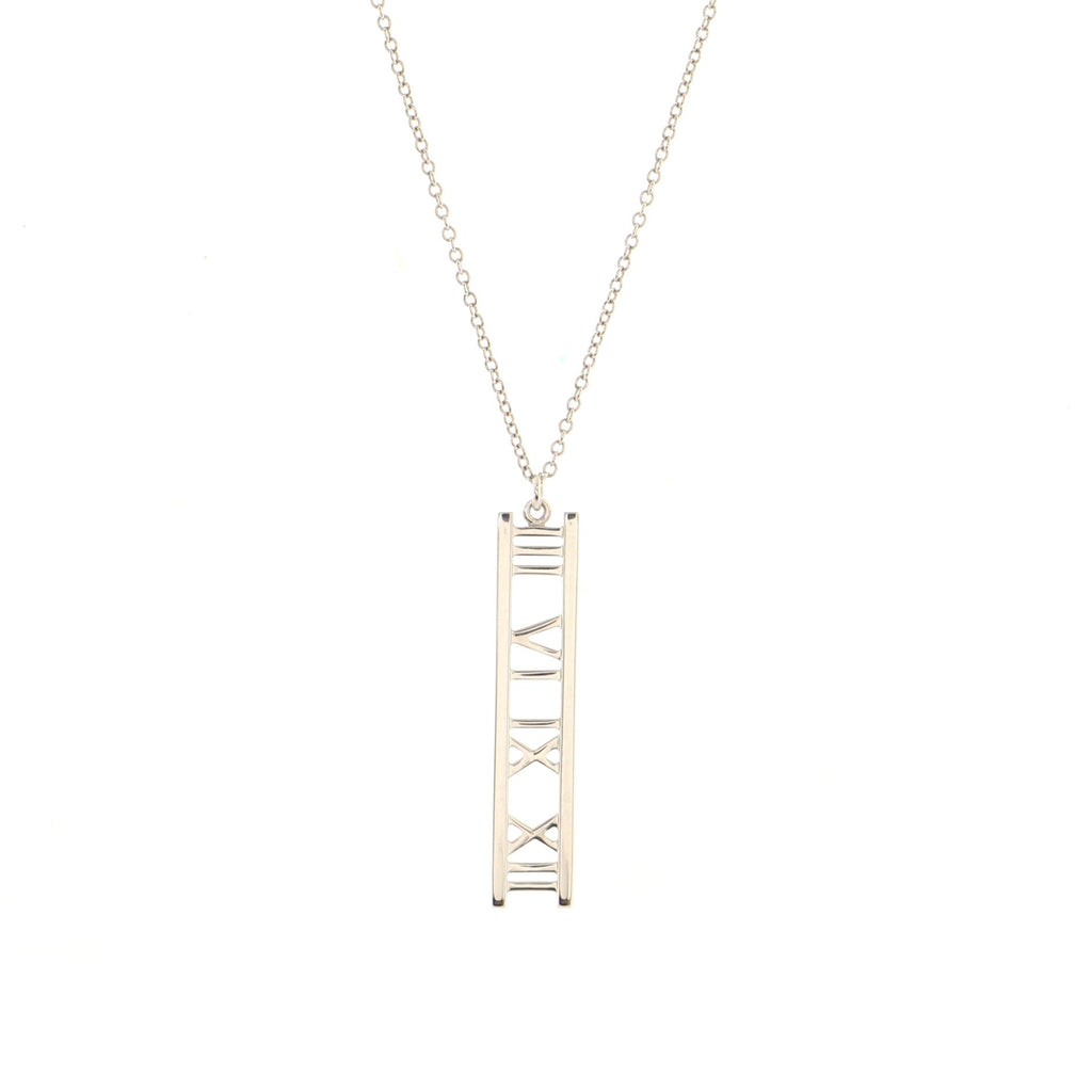 Atlas Bar Pendant Necklace 18K White Gold